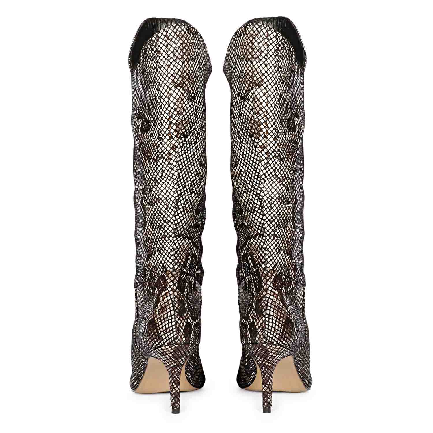 Saint Rocio Snake Print Brown Leather Calf Boots - Image 7