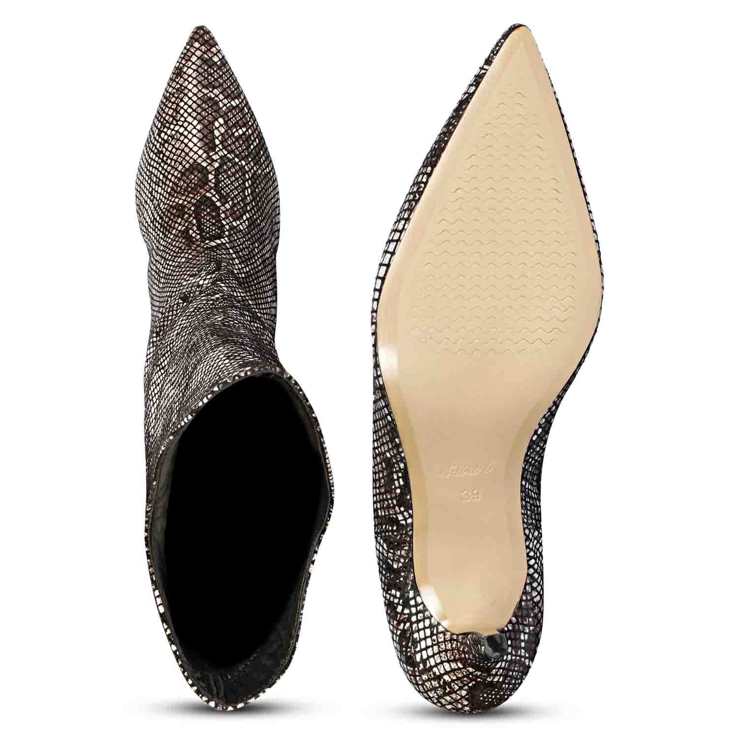 Saint Rocio Snake Print Brown Leather Calf Boots - Image 8