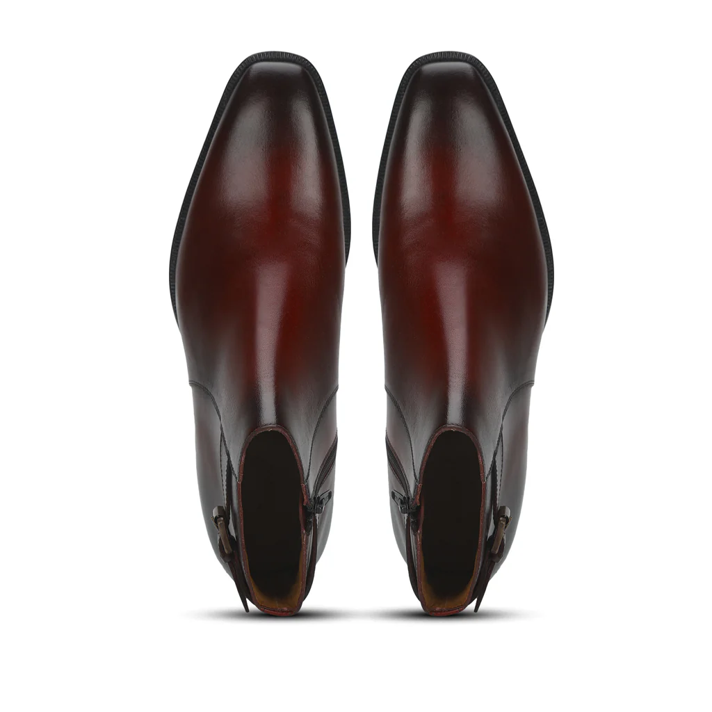 Saint Roger Red Leather Ankle Boot - Image 6