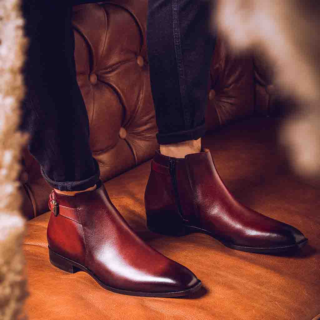 Saint Roger Red Leather Ankle Boot - Image 9