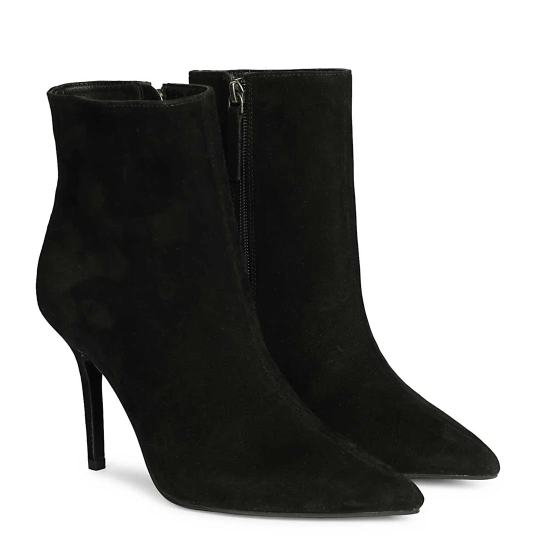 Saint Romola Black Suede Leather Stiletto Ankle Boots - Image 2