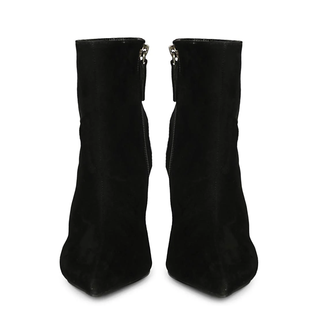 Saint Romola Black Suede Leather Stiletto Ankle Boots - Image 4