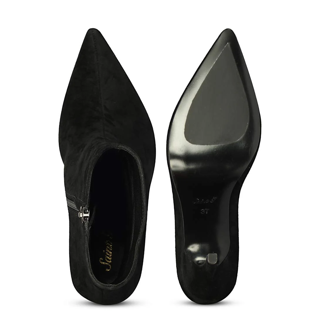 Saint Romola Black Suede Leather Stiletto Ankle Boots - Image 6