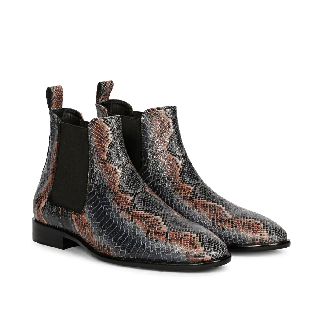 Saint Rory Blue Snake Embossed Leather Chelsea boot - Image 3