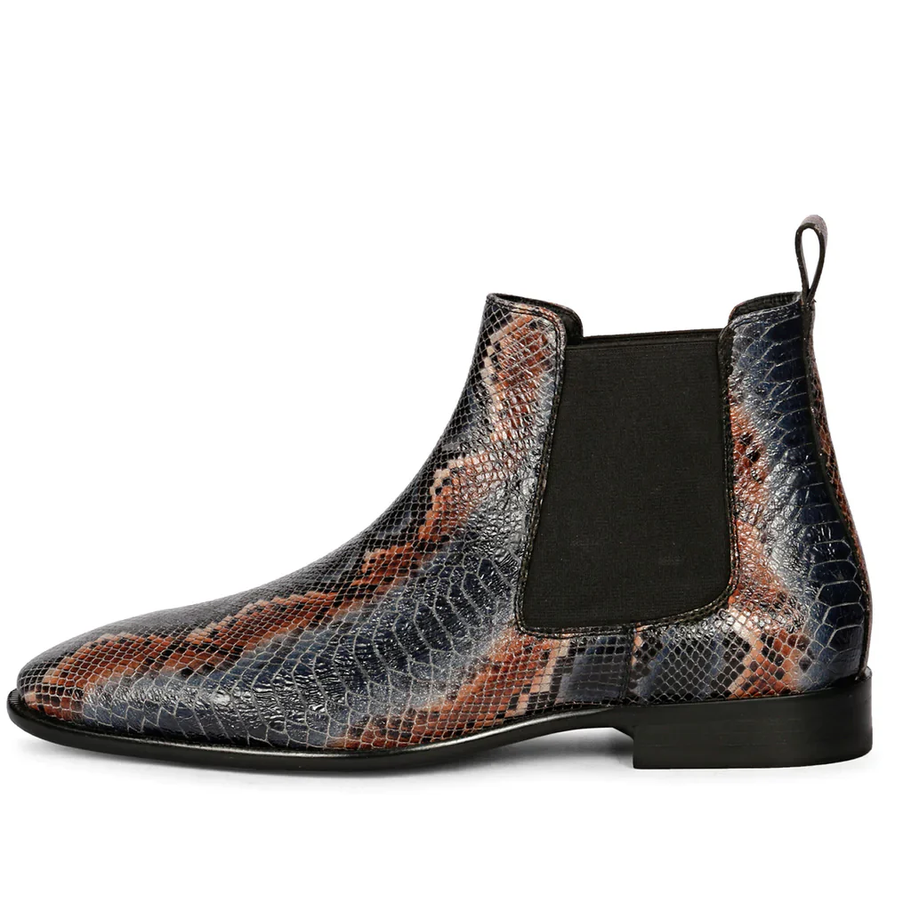 Saint Rory Blue Snake Embossed Leather Chelsea boot - Image 4