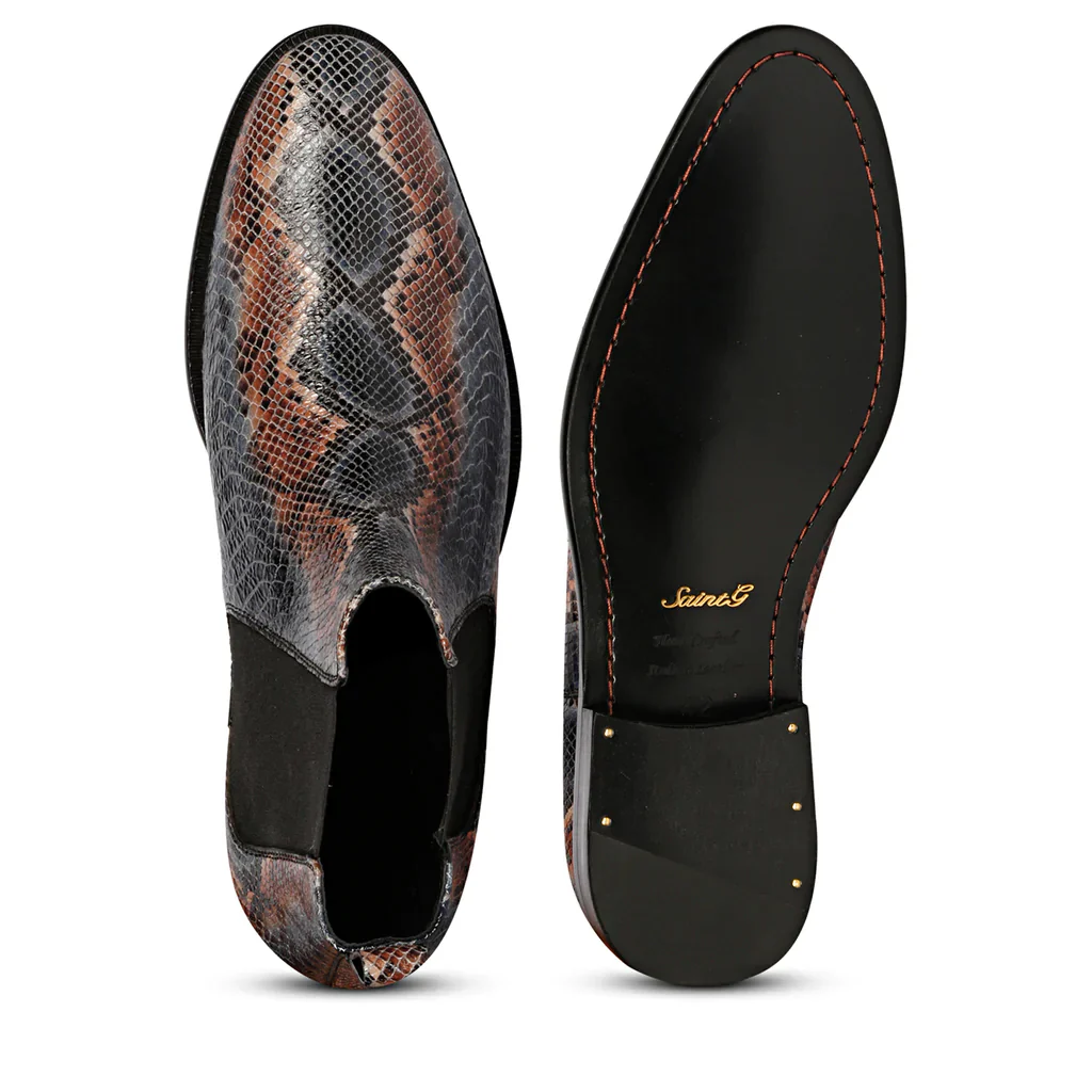Saint Rory Blue Snake Embossed Leather Chelsea boot - Image 7