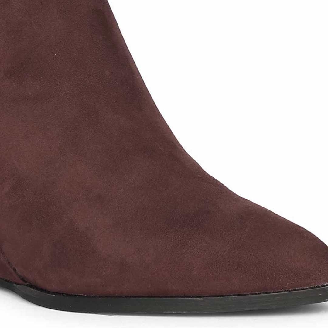 Saint Rosabel Pearl Bordo Suede Leather Wedge Ankle Boots - Image 6