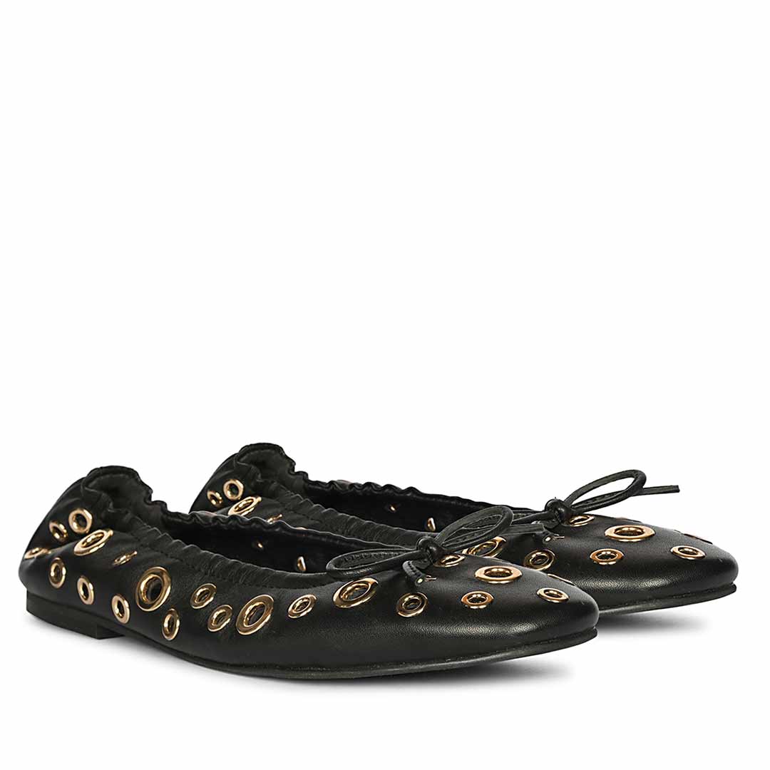 Saint Rovella Black Eyelet Ballet Flats - Image 2