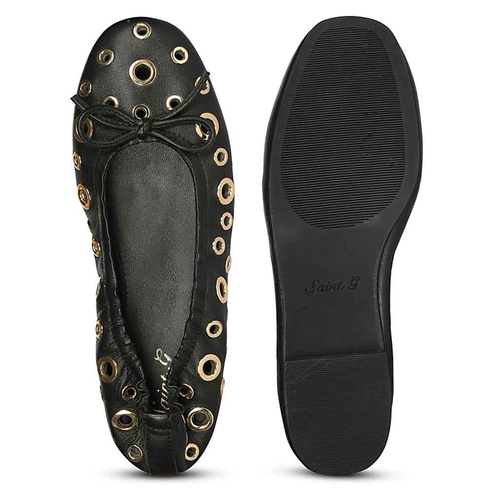 Saint Rovella Black Eyelet Ballet Flats - Image 6