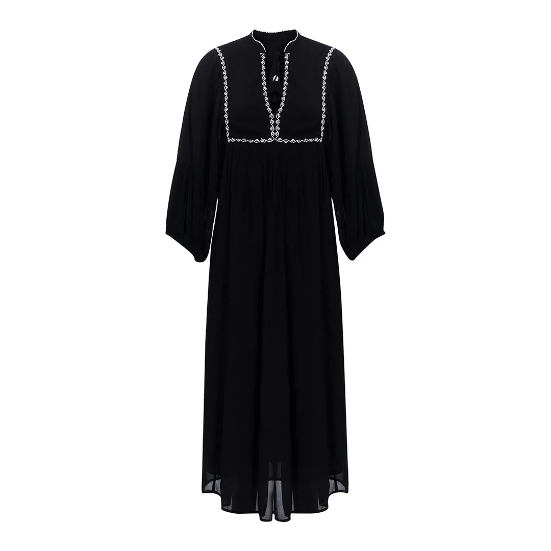 Saint Womens Charcoal Viscose Crepe Midi Dress - Image 5
