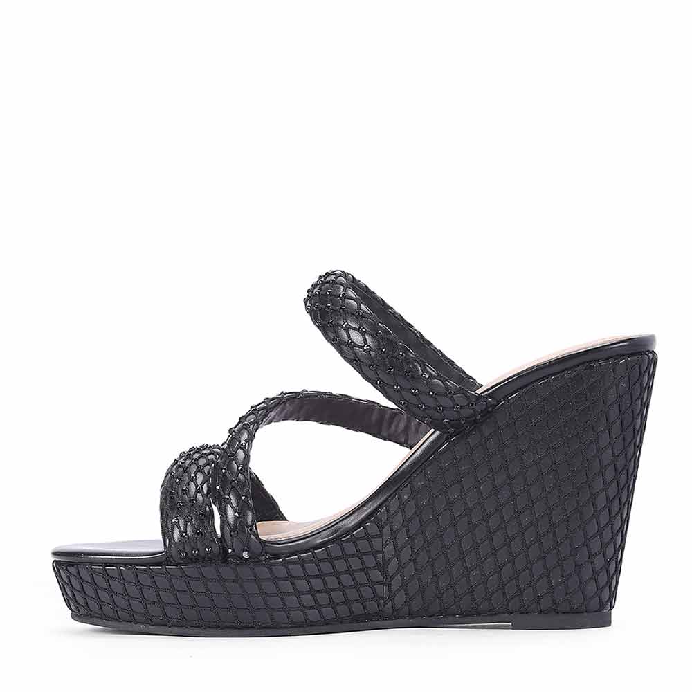 Saint Roxie Strass Cord Black Wedges - Image 3