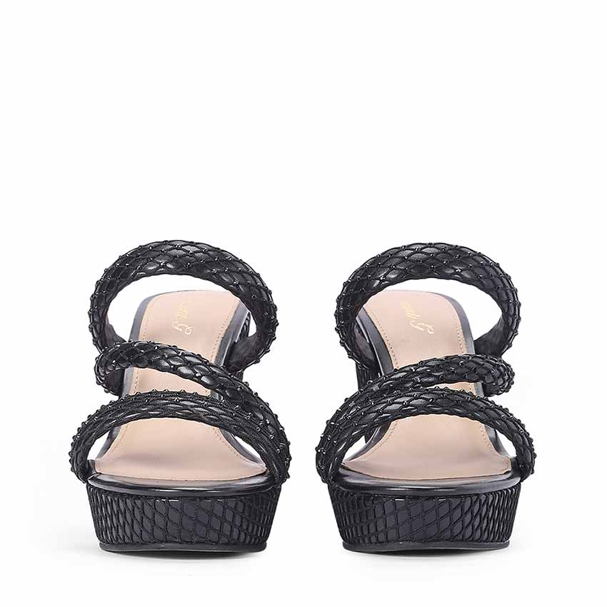 Saint Roxie Strass Cord Black Wedges - Image 4