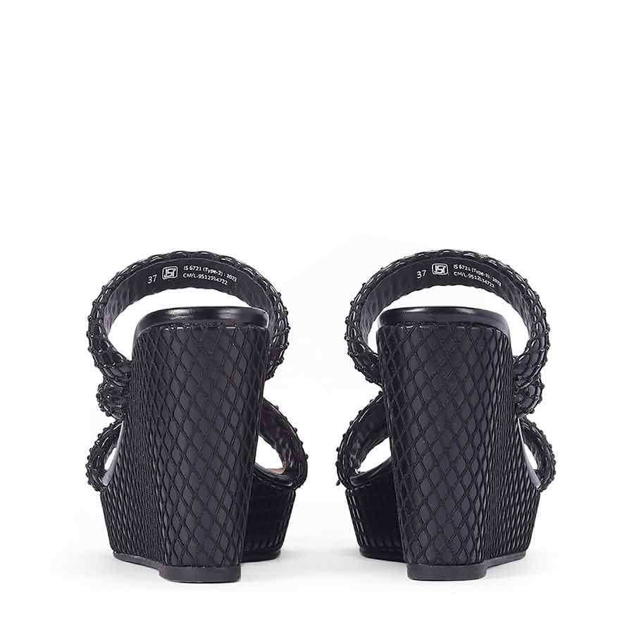 Saint Roxie Strass Cord Black Wedges - Image 5