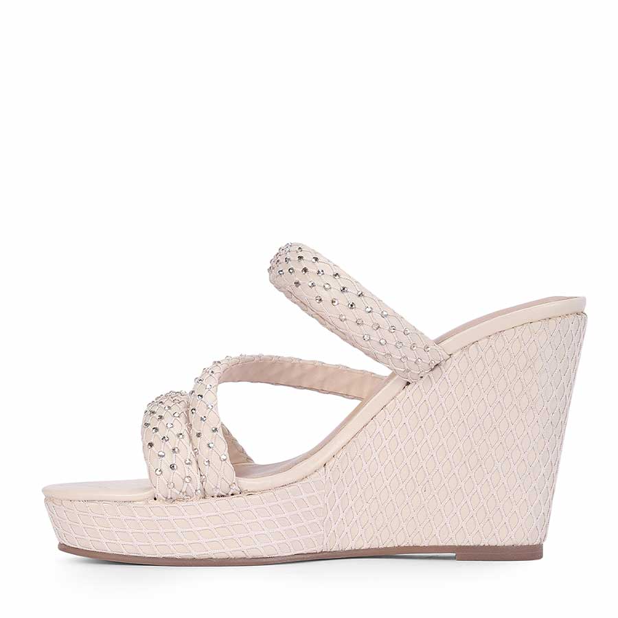 Saint Roxie Strass Cord Off White Wedges - Image 4