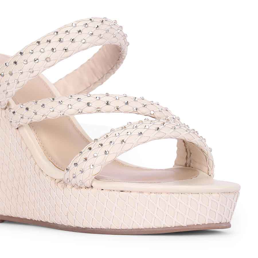 Saint Roxie Strass Cord Off White Wedges - Image 7