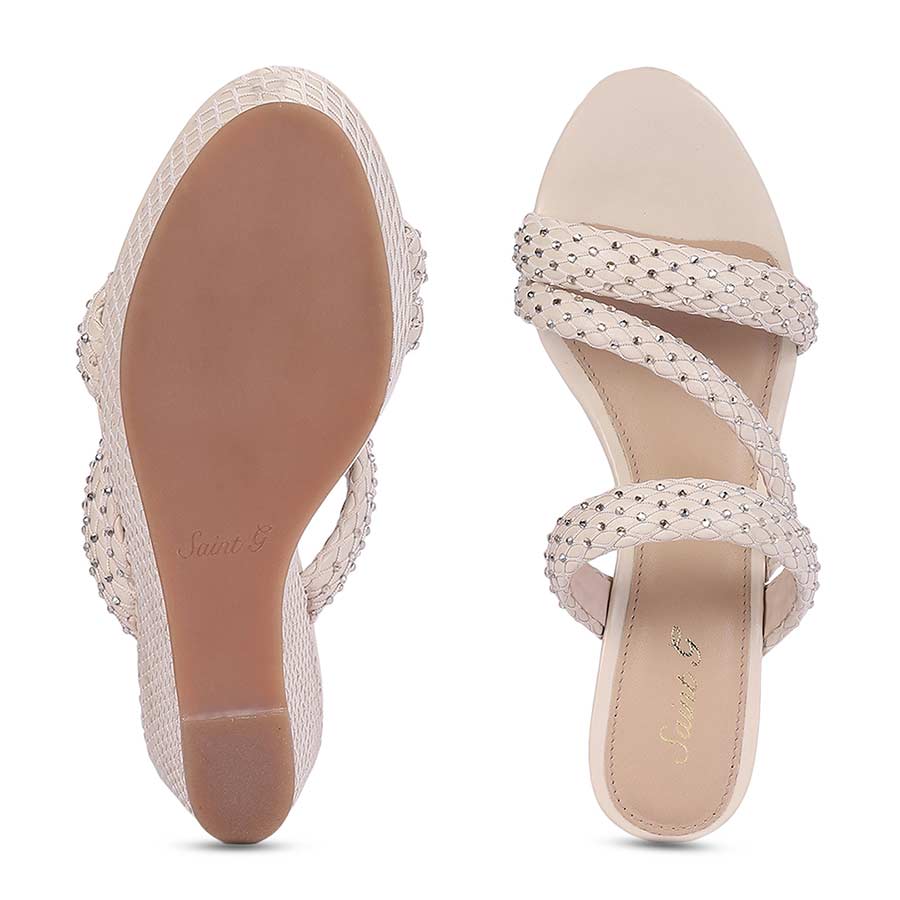 Saint Roxie Strass Cord Off White Wedges - Image 8