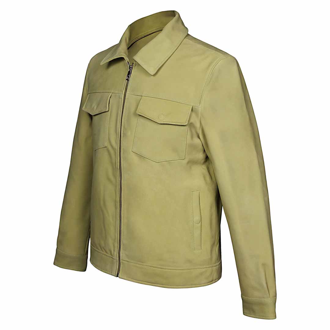 Saint Ruben Lime Suede Leather Men's Jacket With Collars - Image 3