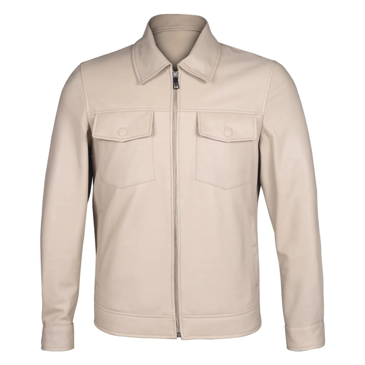 Saint Ruben Off-White Leather Men's Jacket With Collars - Image 2