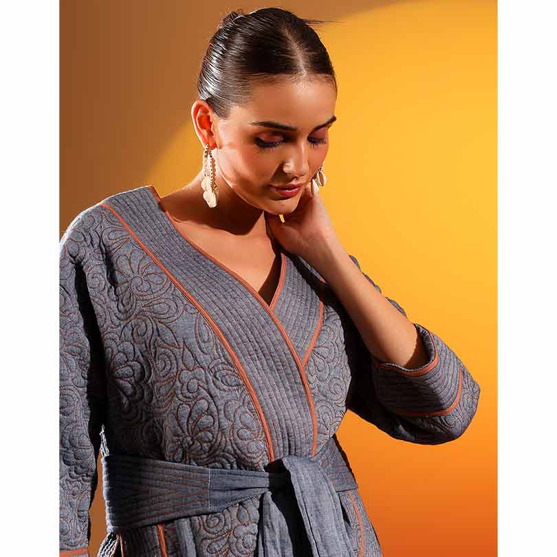Saint Rui Womens Grey Vanessa Chanmbrey Jacket - Image 5