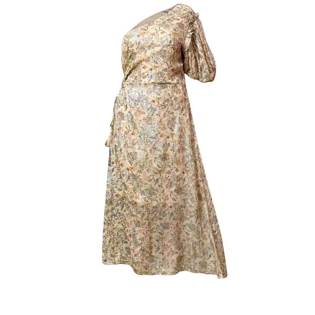 Saint Womens Beige Floral Printed One-Shoulder Maxi Dress - Image 5