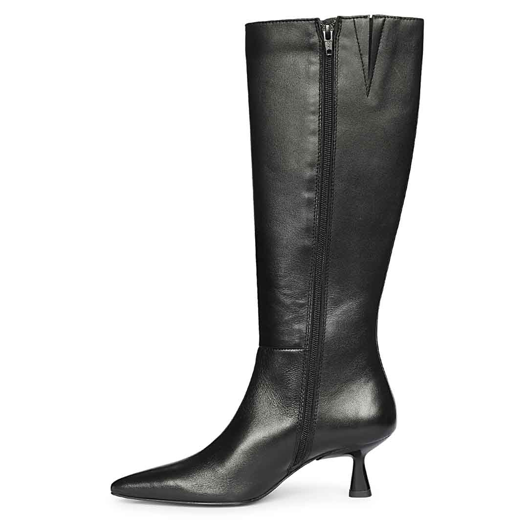 Saint Sadie Black Metal Muse Black Leather Tall Boots - Image 3