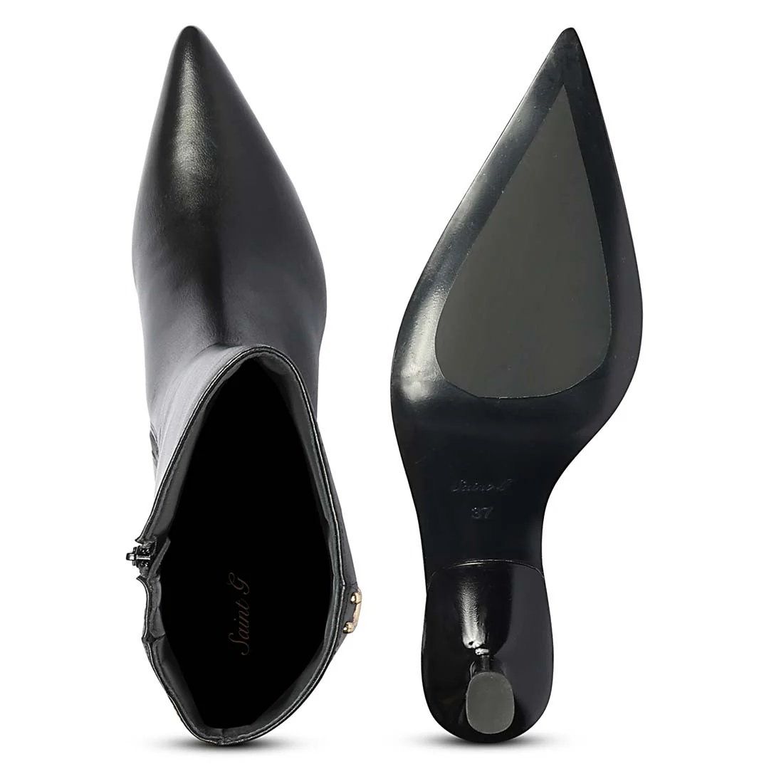 Saint Sadie Black Metal Muse Black Leather Tall Boots - Image 6