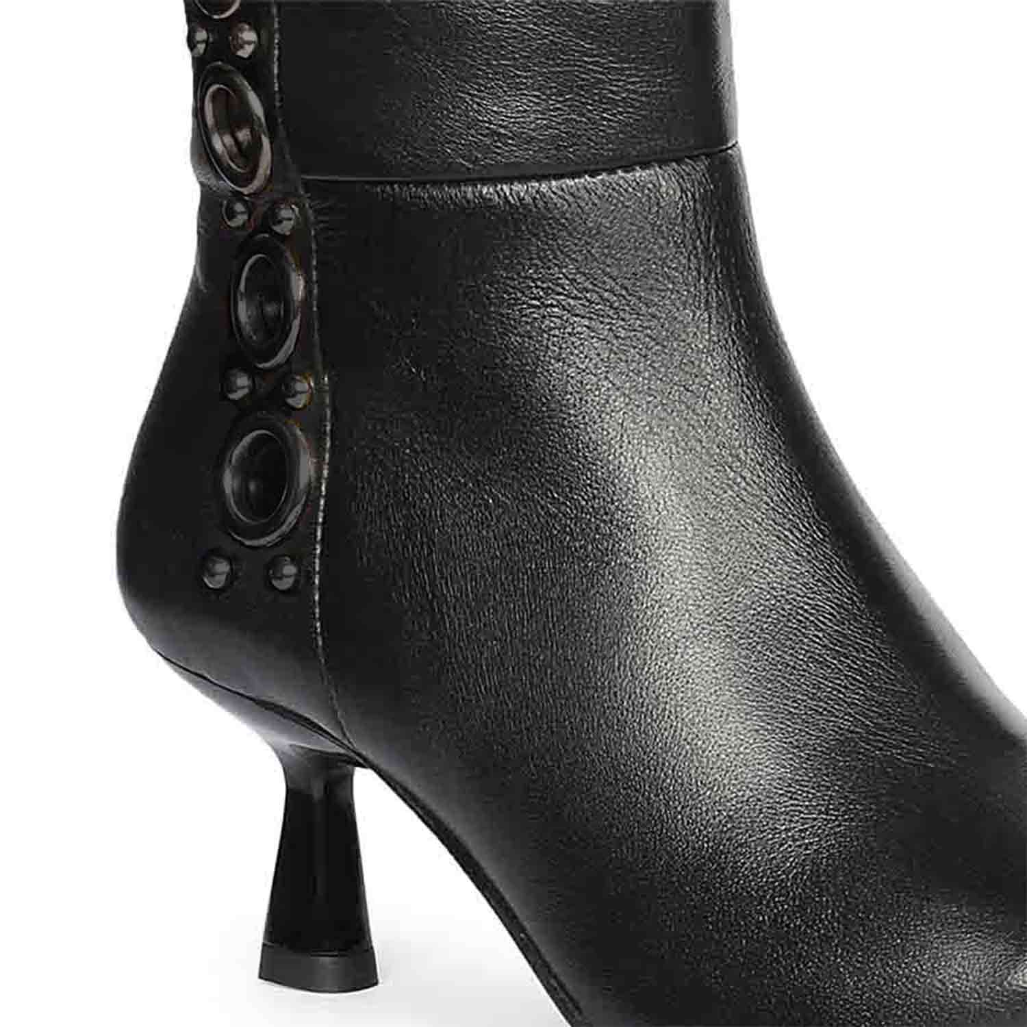 Saint Sadie Black Metal Muse Black Leather Tall Boots - Image 7