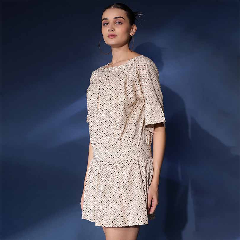 Saint Womens Ivory Printed Cotton Cambric Short Dress - Image 3