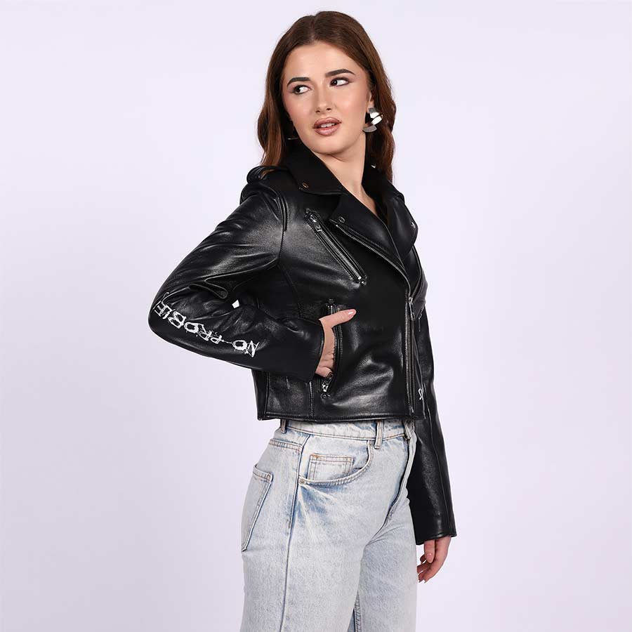 Saint Saira Black Leather Women Jackets - Image 2