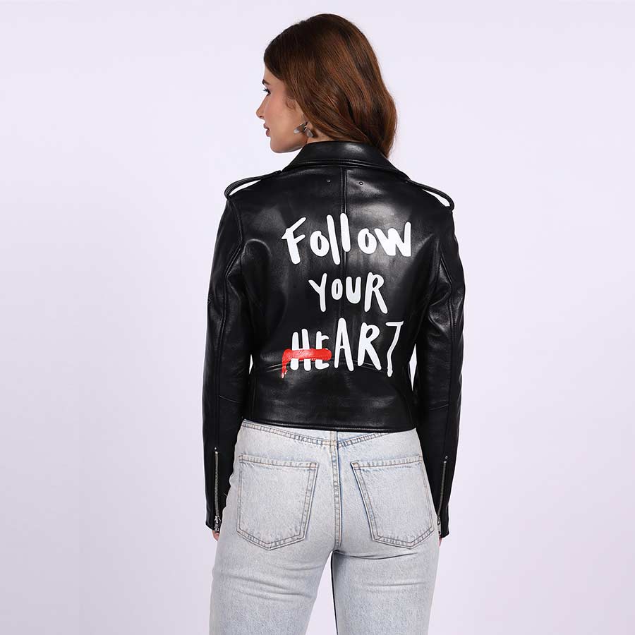 Saint Saira Black Leather Women Jackets - Image 3