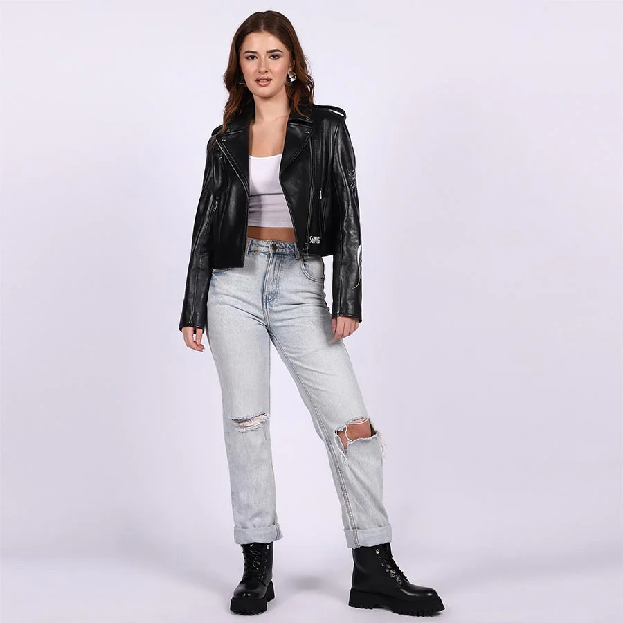Saint Saira Black Leather Women Jackets - Image 4
