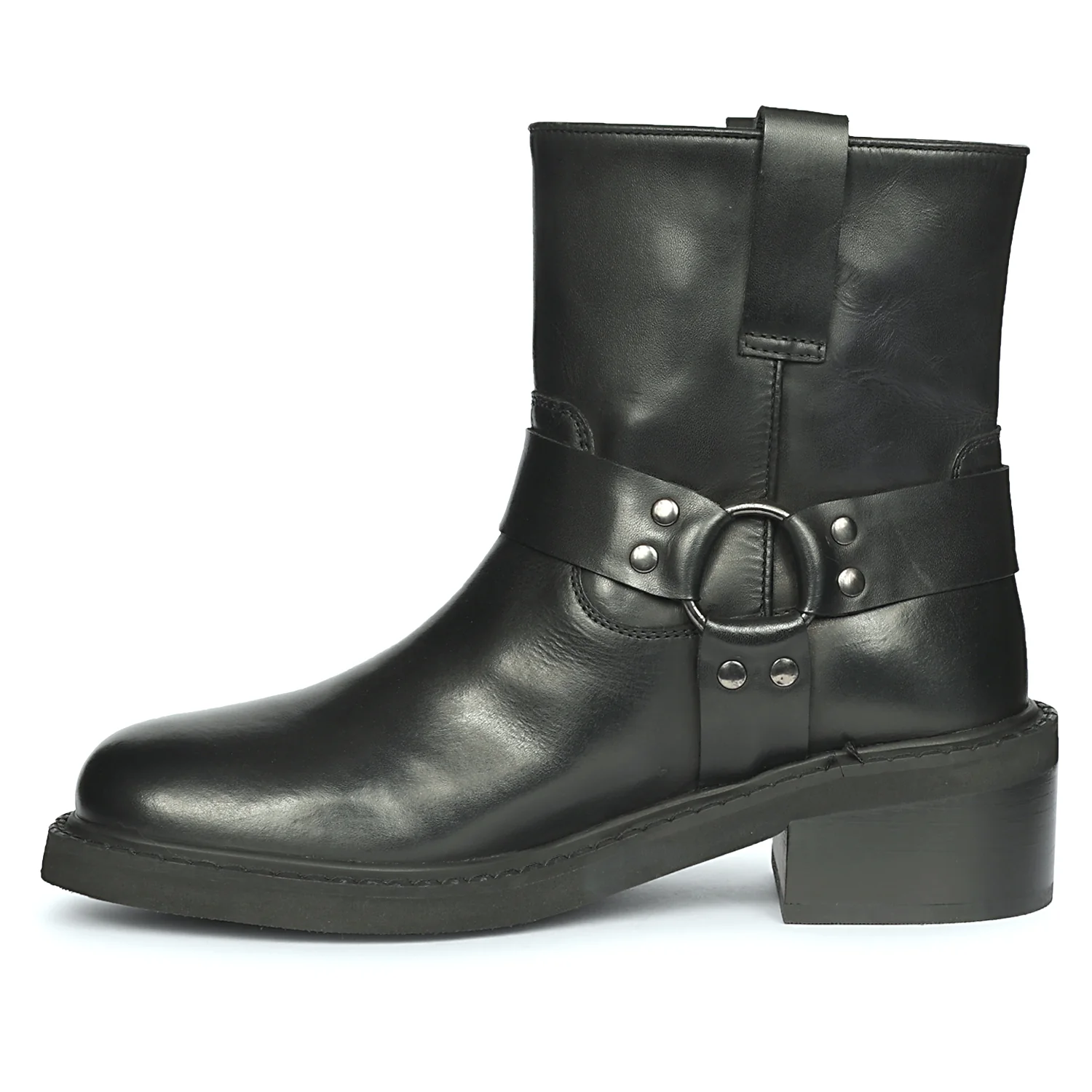 Saint Sally Saint Black Leather O-Ring High Ankle Boots - Image 5