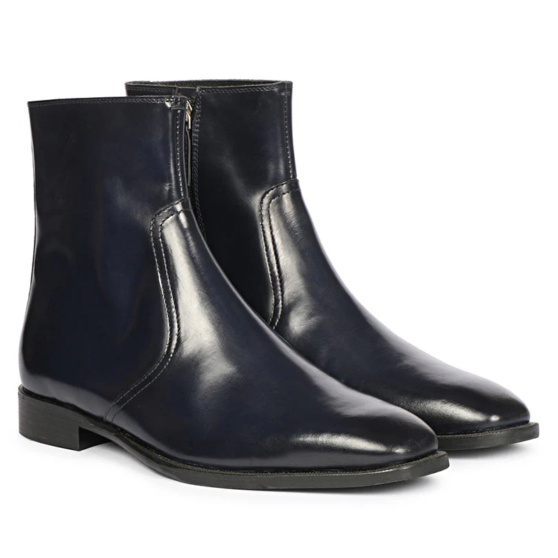 Saint Salvatore Blue Abrasivato Leather High Ankle Boots - Image 2