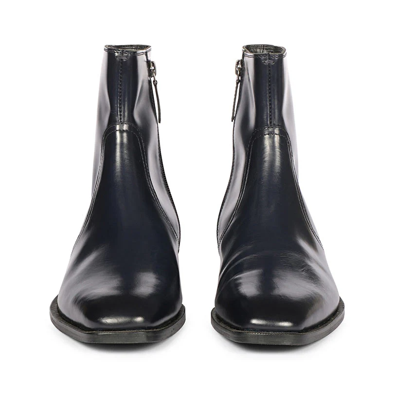 Saint Salvatore Blue Abrasivato Leather High Ankle Boots - Image 4