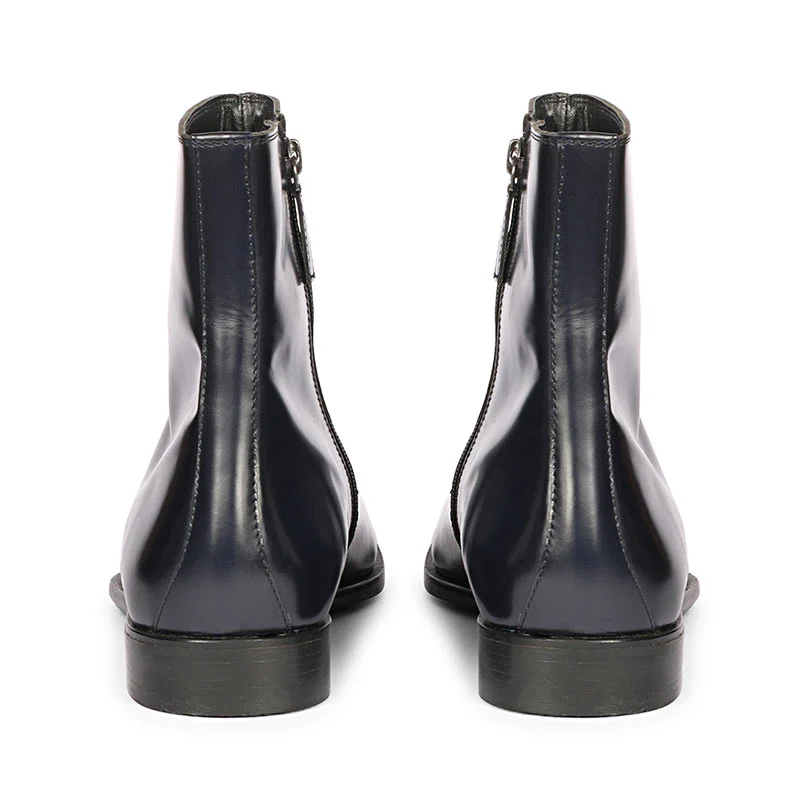 Saint Salvatore Blue Abrasivato Leather High Ankle Boots - Image 5