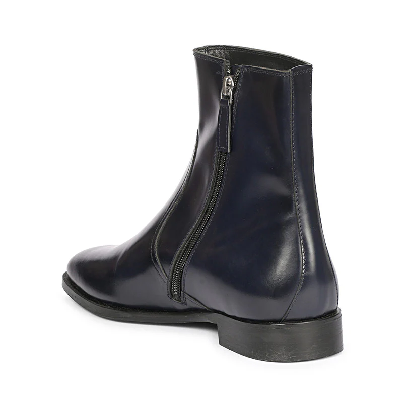 Saint Salvatore Blue Abrasivato Leather High Ankle Boots - Image 7