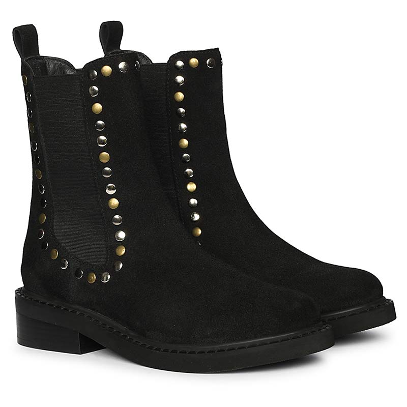 Saint Sarina Multi Studs Suede Leather High Ankle Boots - Image 2