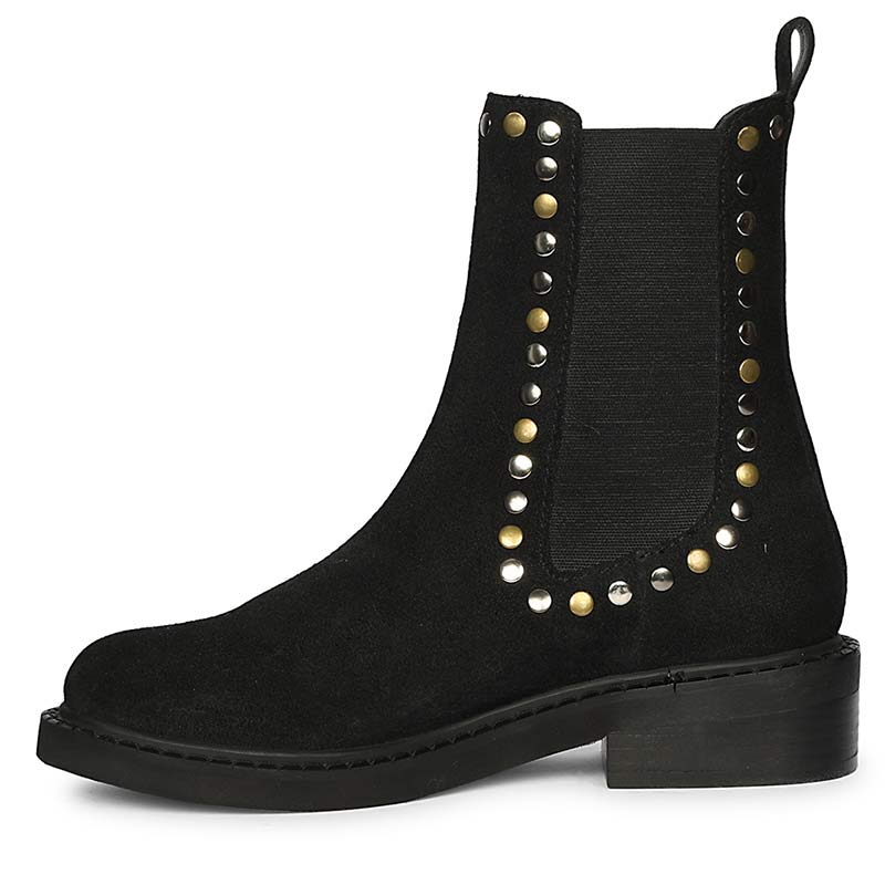 Saint Sarina Multi Studs Suede Leather High Ankle Boots - Image 3