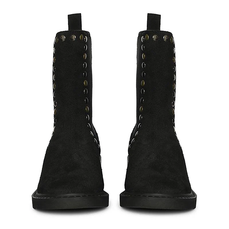 Saint Sarina Multi Studs Suede Leather High Ankle Boots - Image 4