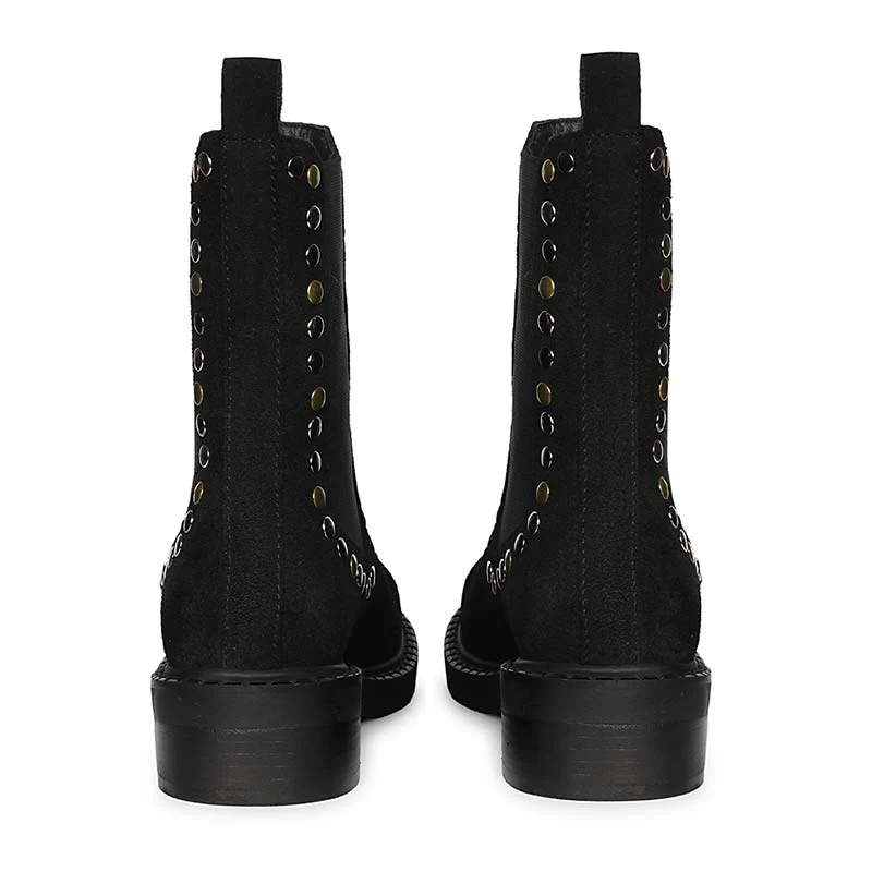 Saint Sarina Multi Studs Suede Leather High Ankle Boots - Image 5