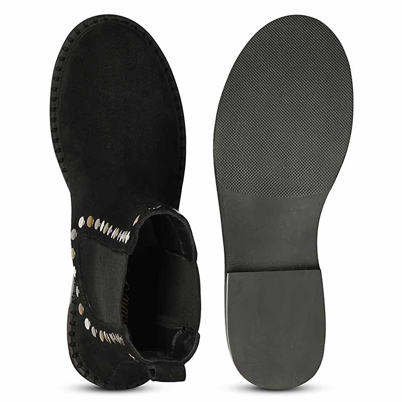 Saint Sarina Multi Studs Suede Leather High Ankle Boots - Image 6