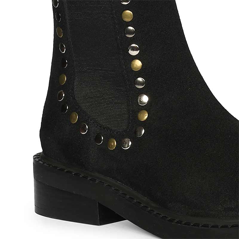 Saint Sarina Multi Studs Suede Leather High Ankle Boots - Image 7