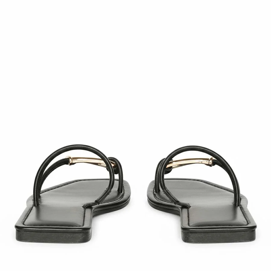 Saint Saura Black Metal Trim Leather Flats - Image 4