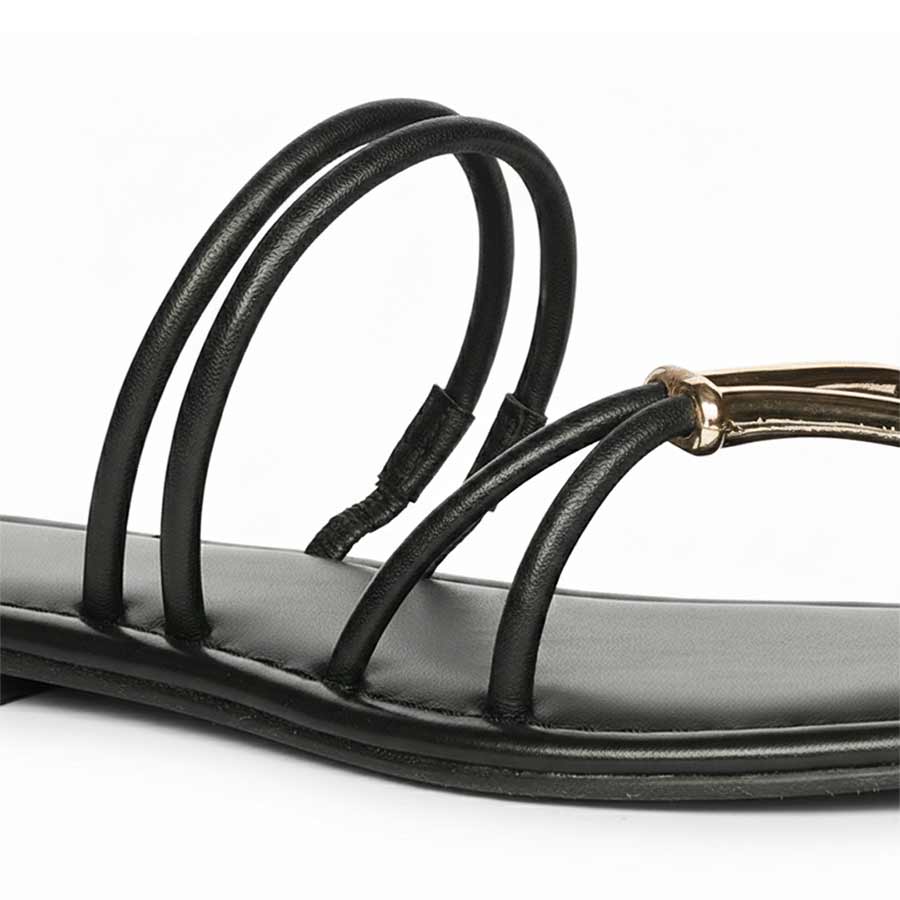 Saint Saura Black Metal Trim Leather Flats - Image 6