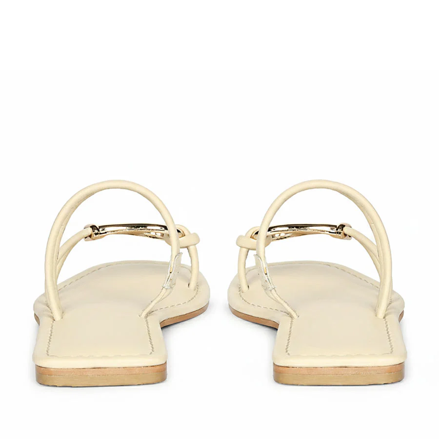 Saint Saura Off White Metal Trim Leather Flats - Image 3