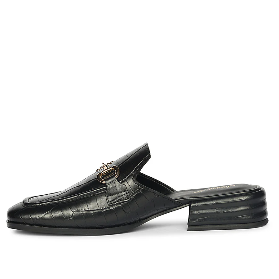 Saint Savannah Croc Embossed Black Leather Horsebit Moccasins - Image 5