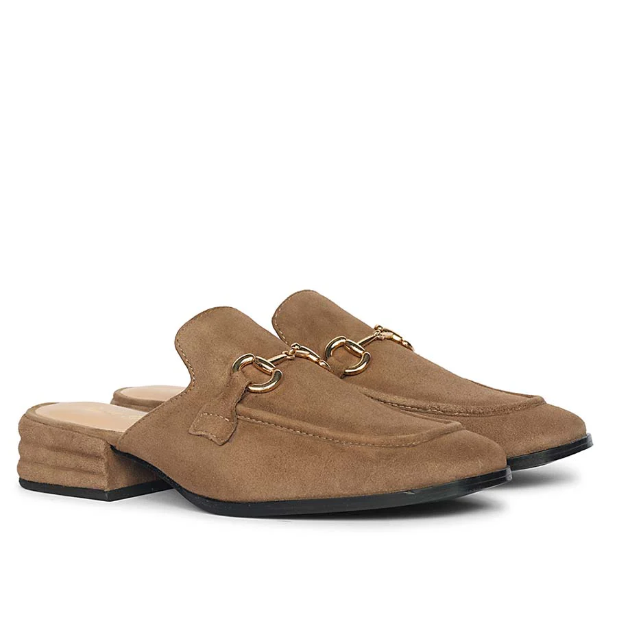 Saint Savannah Dark Taupe Suede Leather Moccasins - Image 2