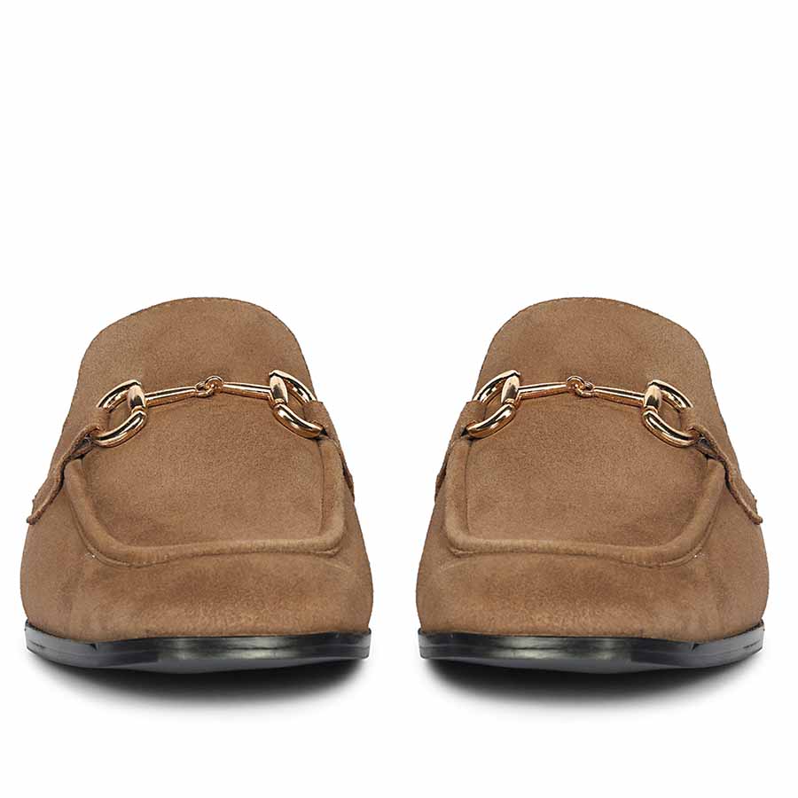 Saint Savannah Dark Taupe Suede Leather Moccasins - Image 5