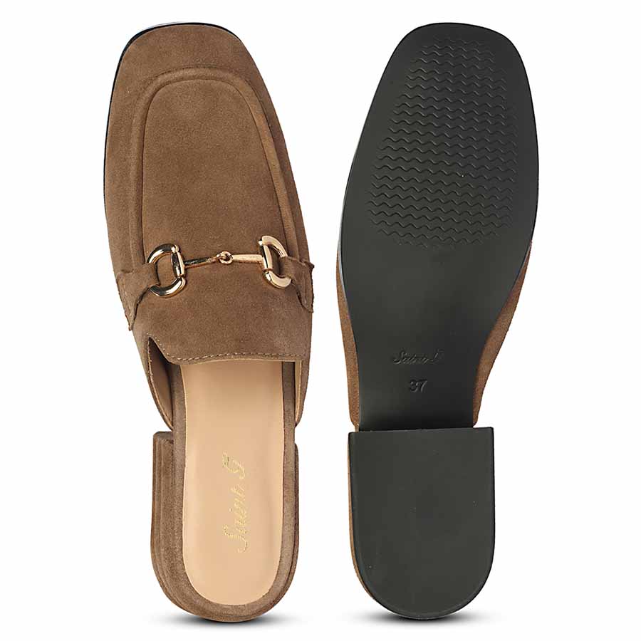 Saint Savannah Dark Taupe Suede Leather Moccasins - Image 6