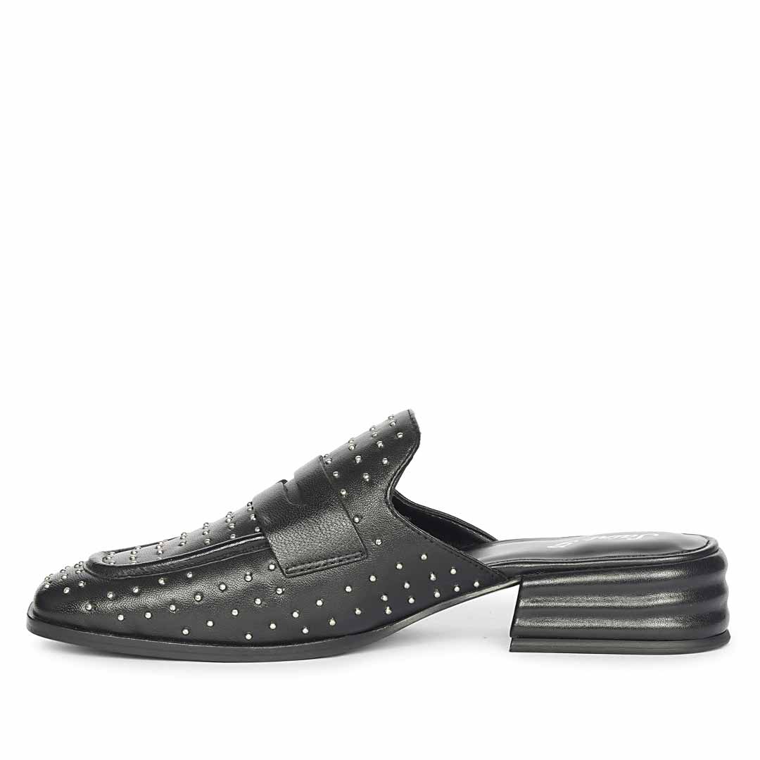 Saint Savannah Studded Black Leather Moccasins - Image 4